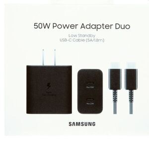 Samsung 50W Power Adapter Duo Charger Pack low standby, USB-C (5A/1.8M) NEW!